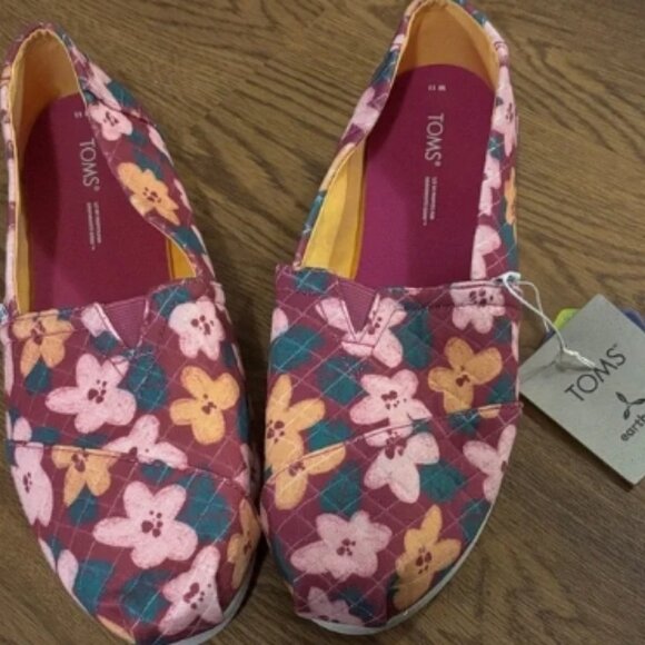 TOMS Alpargata Fuchsia Blooms Quilted Slip On Shoes 10 BNWT 🆕📦⌚🏃🏻💨⚡🚚 - Picture 10 of 15